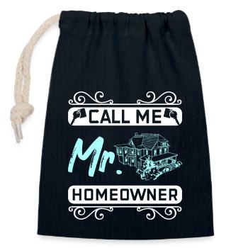 Appelez-moi M. propriétaire - Sac cadeau en coton avec cordon (14 x 20 cm) - bleu marine - Devant