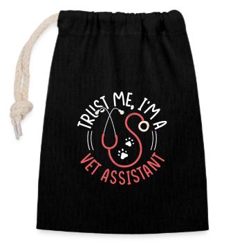 Vet Tech Médecine vétérinaire Vétérinaire - Sac cadeau en coton avec cordon (14 x 20 cm) - noir - Devant