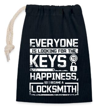 The keys to happiness, I become a locksmith - Verschließbarer Geschenkbeutel aus Baumwolle (14x20cm) - Navy - Vorne