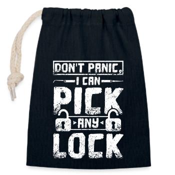 Don't panic I can pick any lock locksmith - Verschließbarer Geschenkbeutel aus Baumwolle (14x20cm) - Navy - Vorne