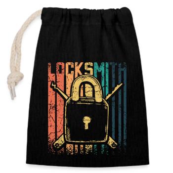 Retro Vintage Locksmith - Verschließbarer Geschenkbeutel aus Baumwolle (14x20cm) - Schwarz - Vorne