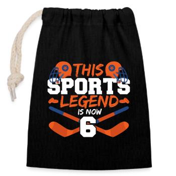 Cette légende sportive a maintenant 6 ans, le hockey match 6. - Sac cadeau en coton avec cordon (14 x 20 cm) - noir - Devant