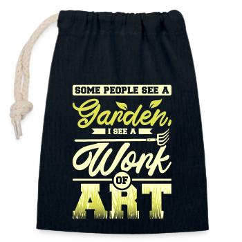 Some people see a garden I see a work of art - Closable cotton gift bag (14x20cm) - navy - Front