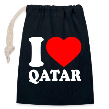I love qatar - Closable cotton gift bag (14x20cm) - navy - Front