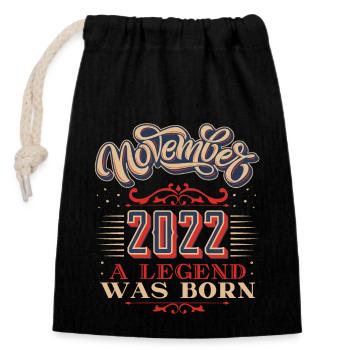 Jahr-2022, Geburtstag, November-2022, 11-2022 - Verschließbarer Geschenkbeutel aus Baumwolle (14x20cm) - Schwarz - Vorne
