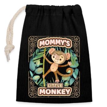 Cute monkey funny saying, kids, mommys monkey - Closable cotton gift bag (14x20cm) - black - Front