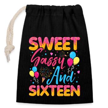 Sweet Sassy And Sixteen Sprinkles Delicious - Verschließbarer Geschenkbeutel aus Baumwolle (14x20cm) - Schwarz - Vorne
