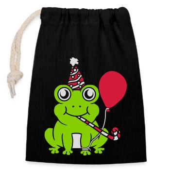 Celebrate birthday Party Frog - Closable cotton gift bag (14x20cm) - black - Front