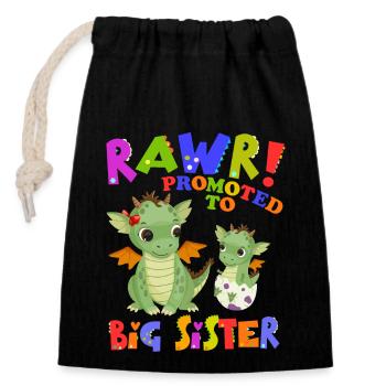 Rawr! Promotion à Big Sister Cute - Sac cadeau en coton avec cordon (14 x 20 cm) - noir - Devant