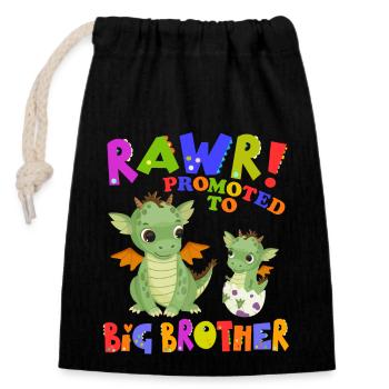 Rawr! Promu à Big Brother Cute - Sac cadeau en coton avec cordon (14 x 20 cm) - noir - Devant