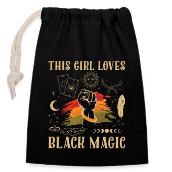 This girl loves to celebrate the black magic - Closable cotton gift bag (14x20cm) - black - Front