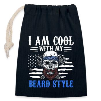 Patriotic Goatbeard Bearded Man - Closable cotton gift bag (14x20cm) - navy - Front