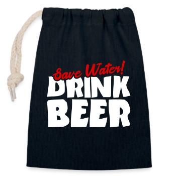 Save water! Drink beer - Closable cotton gift bag (14x20cm) - navy - Front