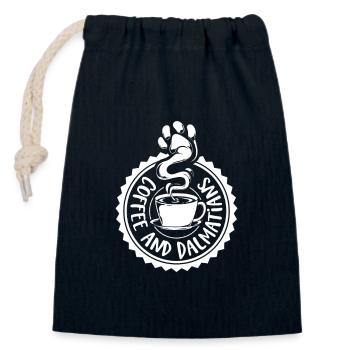 Café et Dalmatiens - Sac cadeau en coton avec cordon (14 x 20 cm) - bleu marine - Devant