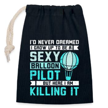 Sexy hot air balloon pilot - Verschließbarer Geschenkbeutel aus Baumwolle (14x20cm) - Navy - Vorne