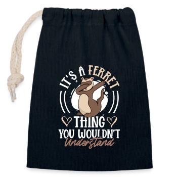 Furet Weasel Animal de compagnie - Sac cadeau en coton avec cordon (14 x 20 cm) - bleu marine - Devant