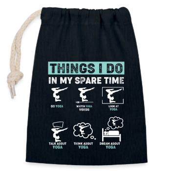 Choses dans mon temps libre Yoga - Sac cadeau en coton avec cordon (14 x 20 cm) - bleu marine - Devant