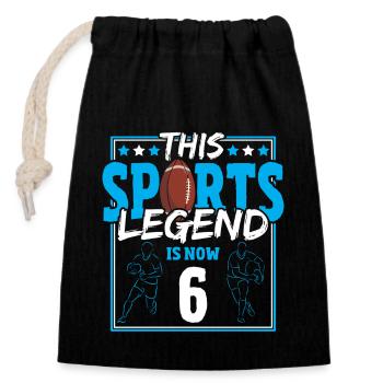 Cette légende sportive a maintenant 6 ans, le rugby à XV 6. - Sac cadeau en coton avec cordon (14 x 20 cm) - noir - Devant