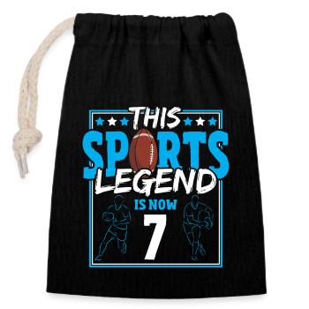 Cette légende sportive a maintenant 7 ans, le rugby à XV 7. - Sac cadeau en coton avec cordon (14 x 20 cm) - noir - Devant