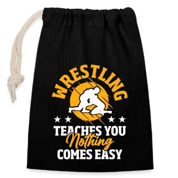 Wrestling Wrestling Fight - Closable cotton gift bag (14x20cm) - black - Front