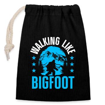 Snowshoeing lovers winter snowshoeing - Closable cotton gift bag (14x20cm) - black - Front