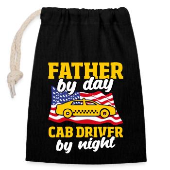 Chauffeur Père de jour Chauffeur de taxi de nuit Patrioti - Sac cadeau en coton avec cordon (14 x 20 cm) - noir - Devant