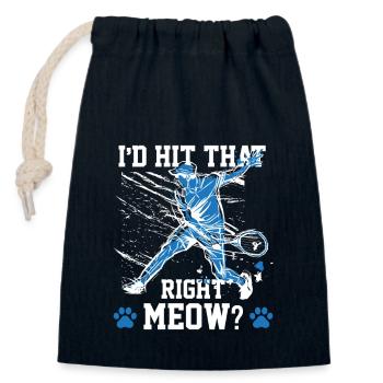 Court de tennis Chaton Chat de compagnie - Sac cadeau en coton avec cordon (14 x 20 cm) - bleu marine - Devant