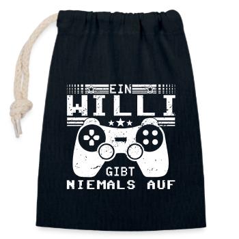 Willi Gaming Konsole PC Gamer Geschenk - Verschließbarer Geschenkbeutel aus Baumwolle (14x20cm) - Navy - Vorne