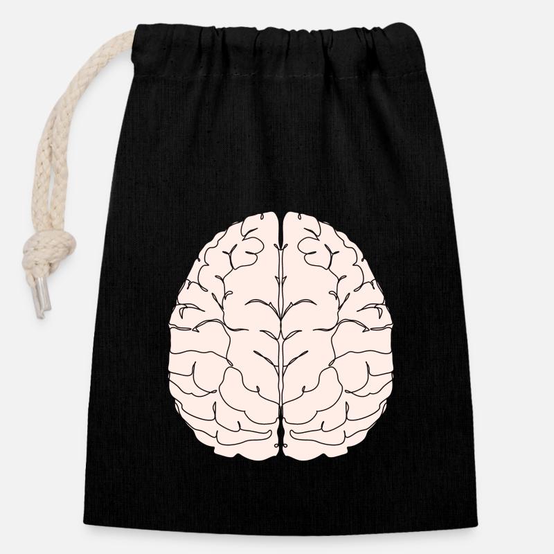 Gehirn Hirn Intelligenz klug schlau Student Uni - Verschließbarer Geschenkbeutel aus Baumwolle (14x20cm) - Schwarz