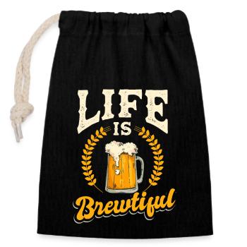 Drinking beer - Closable cotton gift bag (14x20cm) - black - Front