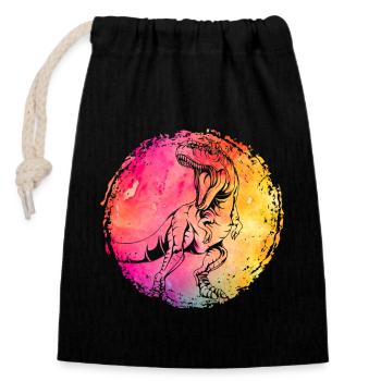 Dinosaure - Sac cadeau en coton avec cordon (14 x 20 cm) - noir - Devant
