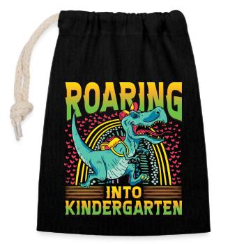 Rugissement à la maternelle - Sac cadeau en coton avec cordon (14 x 20 cm) - noir - Devant