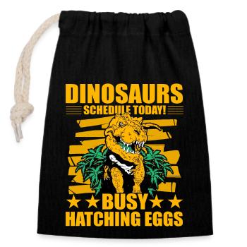 Dinosaurs schedule today busy hatching eggs - Closable cotton gift bag (14x20cm) - black - Front
