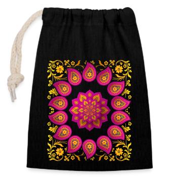 Paisley Muster, Paisley-Mandala, Vintage-Paisley - Verschließbarer Geschenkbeutel aus Baumwolle (14x20cm) - Schwarz - Vorne