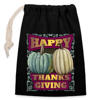 Thanksgiving vintage, Joyeux Thanksgiving - Sac cadeau en coton avec cordon (14 x 20 cm) - noir - Devant