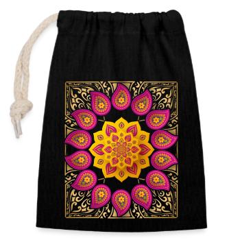 Paisley-Mandala, Paisley Muster, Vintage-Paisley - Verschließbarer Geschenkbeutel aus Baumwolle (14x20cm) - Schwarz - Vorne