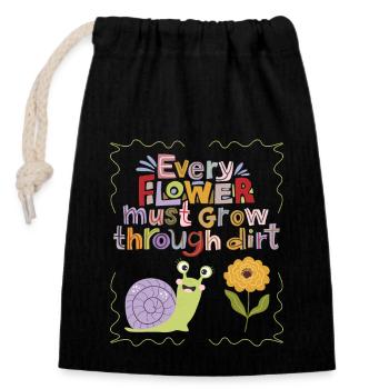 Motivation-Inspiration Slogan Escargot, Typographie - Sac cadeau en coton avec cordon (14 x 20 cm) - noir - Devant