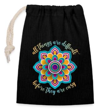 Mandala-Motivation, Motivationsspruch, Spruch - Verschließbarer Geschenkbeutel aus Baumwolle (14x20cm) - Schwarz - Vorne