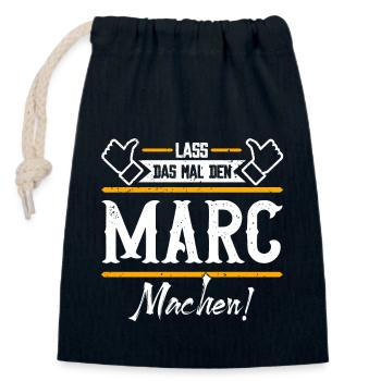 Marc Geschenkidee Geschenk Geburtstag - Verschließbarer Geschenkbeutel aus Baumwolle (14x20cm) - Navy - Vorne