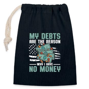 Dette Argent Américain Crédit Financier Crédit - Sac cadeau en coton avec cordon (14 x 20 cm) - bleu marine - Devant