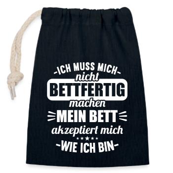 Muss mich nicht bettfertig machen Bett akzeptiert - Verschließbarer Geschenkbeutel aus Baumwolle (14x20cm) - Navy - Vorne