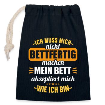 Muss mich nicht bettfertig machen Bett akzeptiert - Verschließbarer Geschenkbeutel aus Baumwolle (14x20cm) - Navy - Vorne
