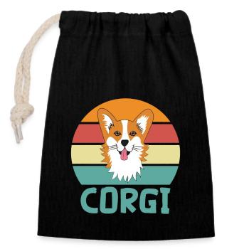 Hundeliebhaber Welsh Corgi Pembroke - Verschließbarer Geschenkbeutel aus Baumwolle (14x20cm) - Schwarz - Vorne