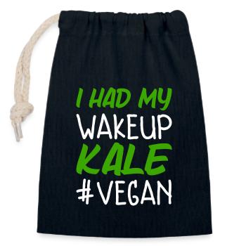 I Had My Wakeup Kale Funny Vegan - Closable cotton gift bag (14x20cm) - navy - Front