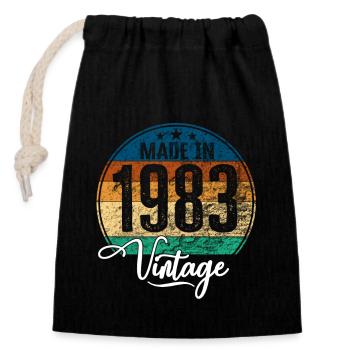 Vintage Made in 1983 Geburtsjahr 1983 Geburtstag - Verschließbarer Geschenkbeutel aus Baumwolle (14x20cm) - Schwarz - Vorne