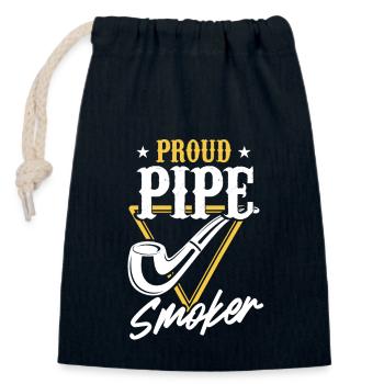 Smoking Cigar Smoke - Closable cotton gift bag (14x20cm) - navy - Front