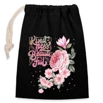 Motivationsspruch, Inspiration-Rosen, Vintage-Rose - Verschließbarer Geschenkbeutel aus Baumwolle (14x20cm) - Schwarz - Vorne