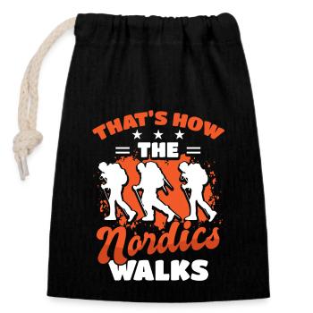 Nordic Walking Walken - Closable cotton gift bag (14x20cm) - black - Front