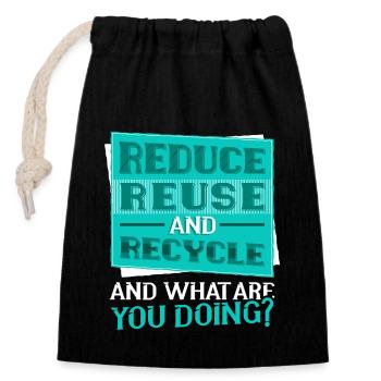 Recycle Save the Planet Earth Day Awareness - Verschließbarer Geschenkbeutel aus Baumwolle (14x20cm) - Schwarz - Vorne