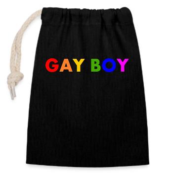 Gay boy - Closable cotton gift bag (14x20cm) - black - Front